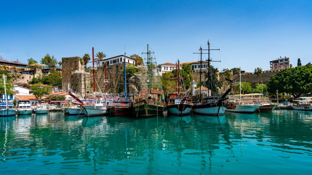 Kaleici Marina, Antalya. Pleasure Boats In The Harbor Of Antalya